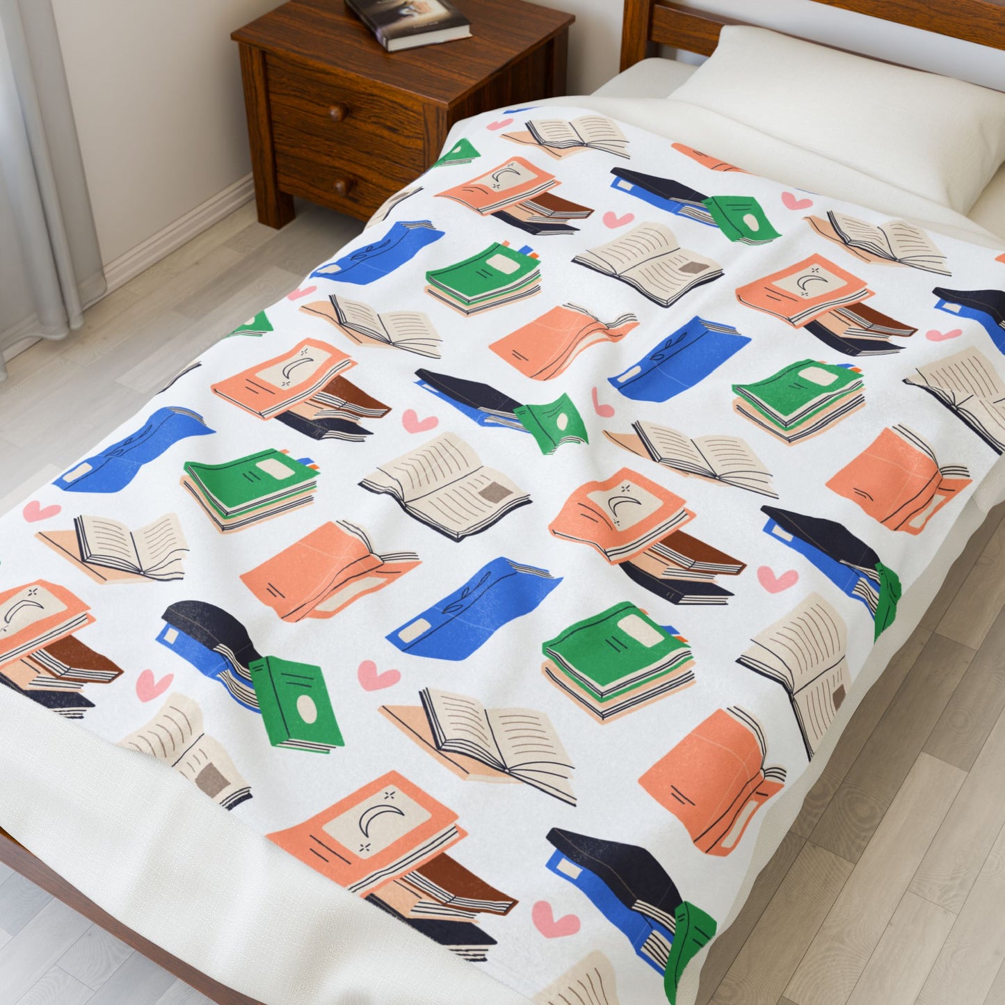 Bookish Print Velveteen Plush Blanket