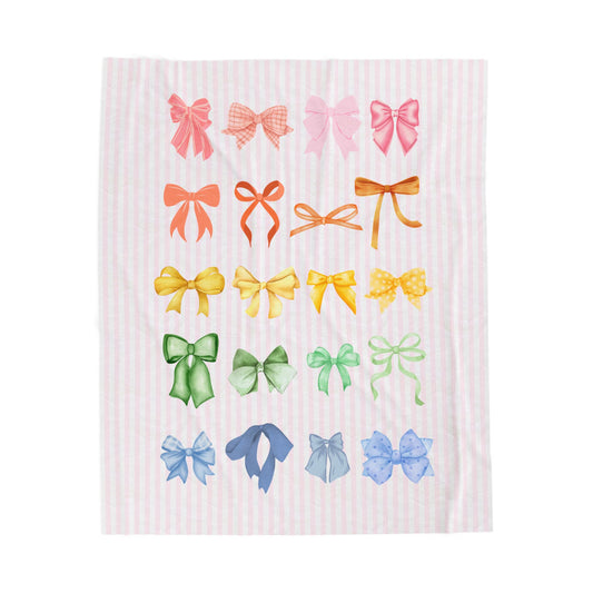 Charming Bow Print Velveteen Plush Blanket