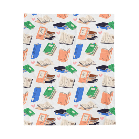 Bookish Print Velveteen Plush Blanket